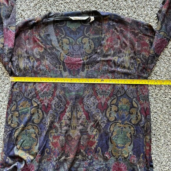 Soft Surroundings Multicolored Floral VNeck Long Sleeve Top, Petite Small Shirt - Picture 5 of 6